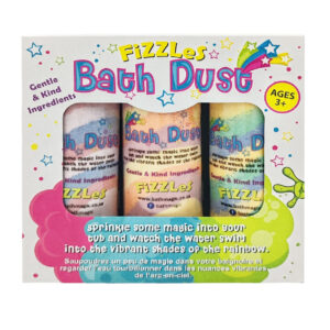 Turn bath time into a magical, swirling rainbow! This value pack includes three vibrant, sprinkle-top bottles filled with gentle, skin-loving bath dust.